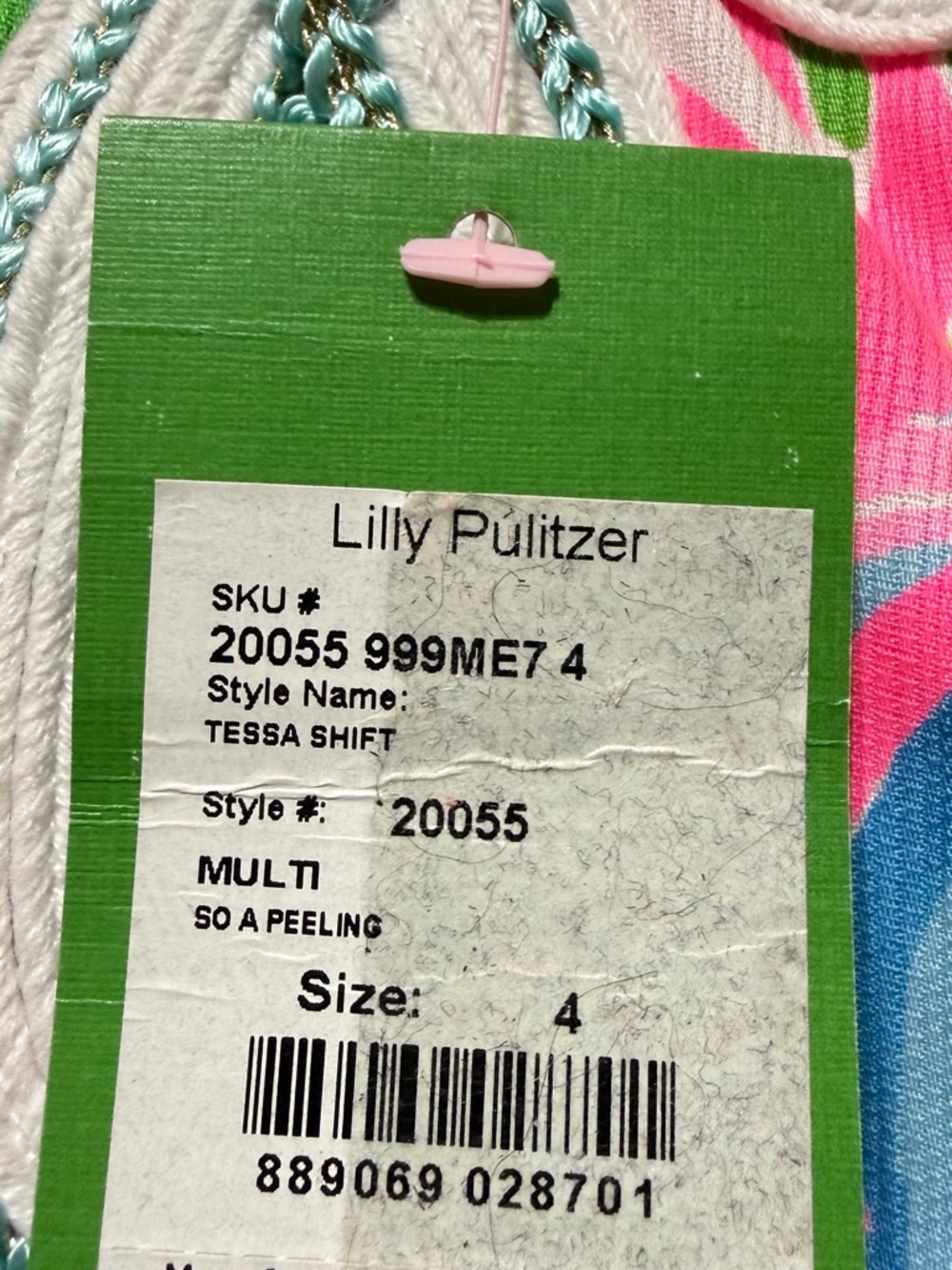 Lilly Pulitzer Tessa Shift Dress Size 4 Pink Tropical Print So A Peeling Cotton - Picture 12 of 15